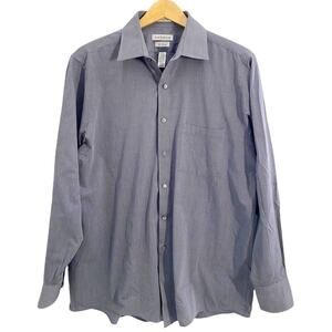 Van Heusen Men’s Gray End On End Regular Fit Button Down Shirt, Size 15-15 1/2